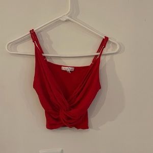 Red cropped tank top